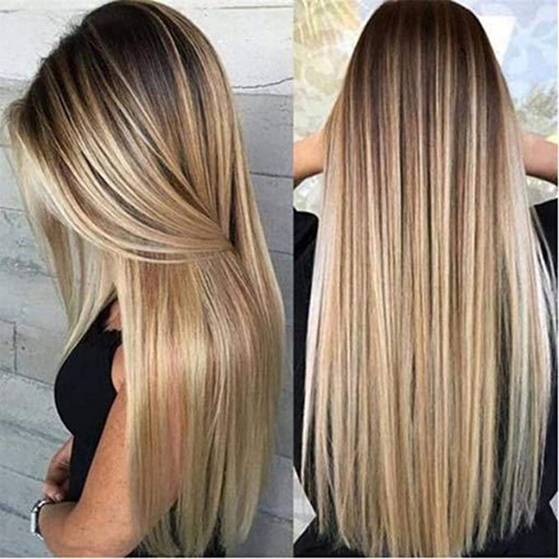 Wig Fiber Net - Women's gradient mid-parted long straight hair