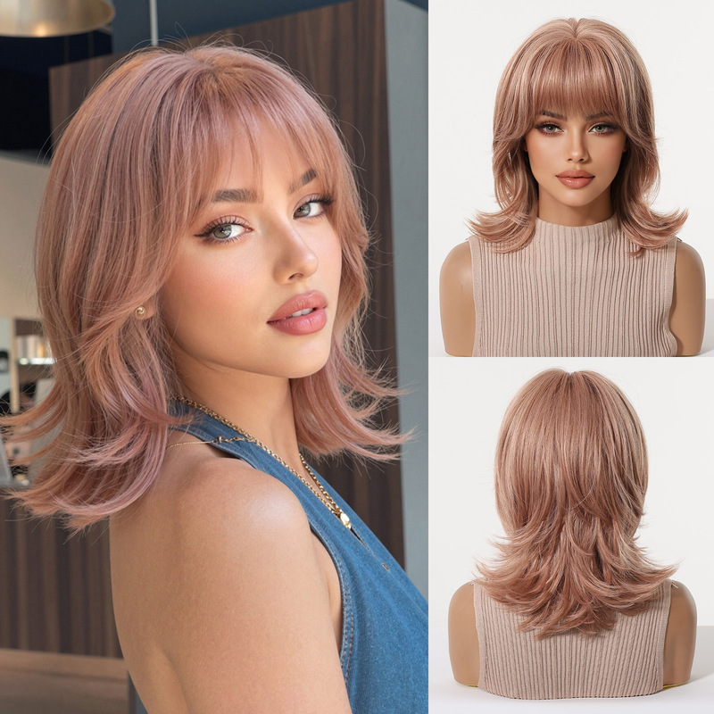 Women's wig with bangs, wolf t - đánh giá và giá Wig Fiber Net
